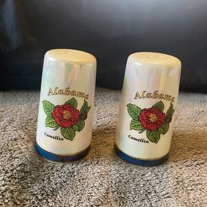 Alabama Camellia Salt and Pepper Shakers - Cream and Red
